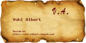 Vohl Albert névjegykártya